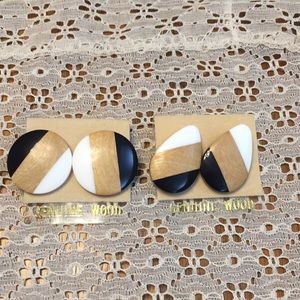 Genuine Wood Earrings set of two
